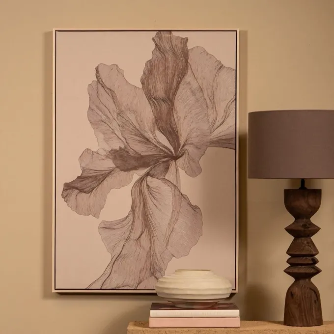 PTMD Wandpaneel Lorinde Lichtbruin canvas Bloemen