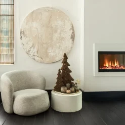 PTMD Wandpaneel Moti Creme canvas structuur rond L