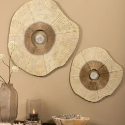 PTMD Wandpaneel Rella Beige gegoten aluminium met centrale steen S