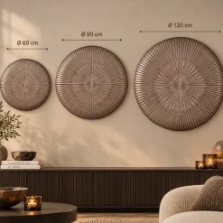 PTMD Wandplaneel Toran Brons MDF rond gestreept M - Ø 90 cm