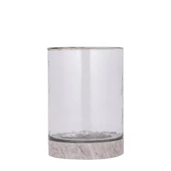 PTMD Windlicht Keylan marmeren voet met glas L
