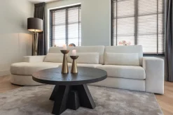 Richmond Interiors Bank Felix 2.5 seats + lounge rechts rond white chenille (Bergen 900 white chenille)