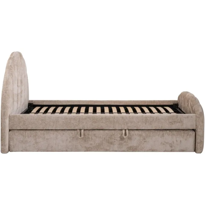Richmond Interiors Bed Pixie clay chenille 120x200 met uitschuifbed