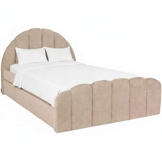 Richmond Interiors Bed Pixie clay chenille 120x200 met uitschuifbed