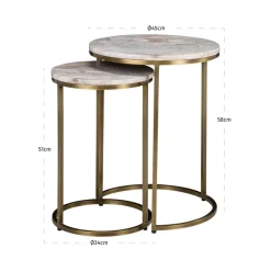 Richmond Interiors Bijzettafel Bottega Blush beige - Set van 2