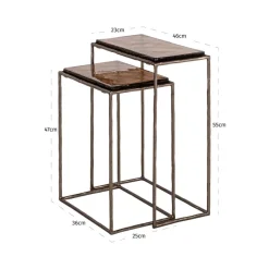 Richmond Interiors Bijzettafel Villano brons - Set van 2
