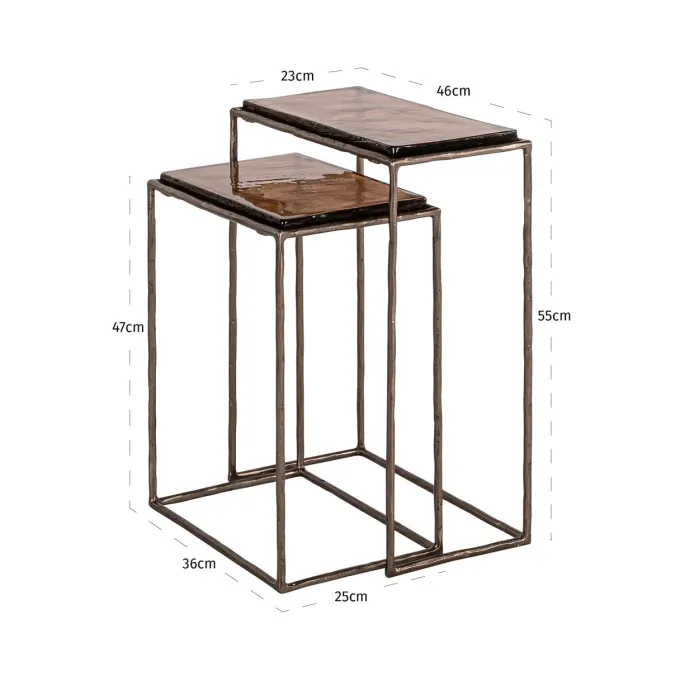 Richmond Interiors Bijzettafel Villano brons - Set van 2