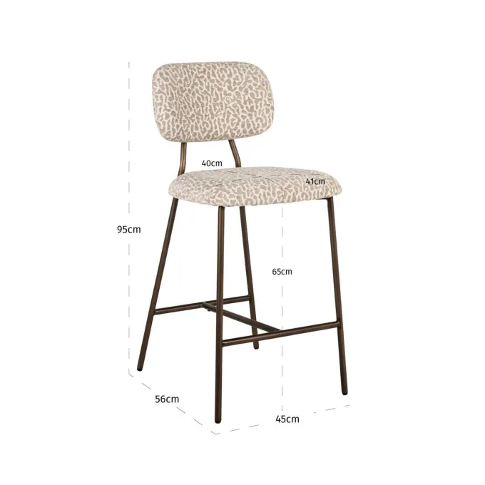 Richmond Interiors Counterstoel Xenia beige leopard fire retardant (Set of 2)