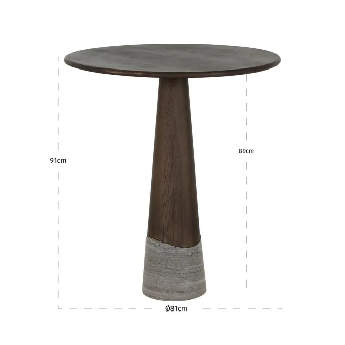 Richmond Interiors Countertafel Harper Smoked charchoal Ø81 cm