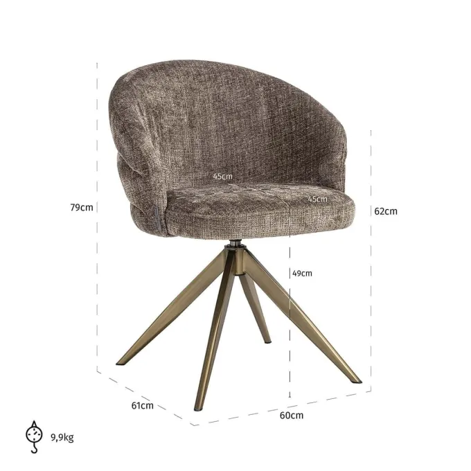 Richmond Interiors Draaifauteuil Zendaya Niagara 104 Stone Chenille