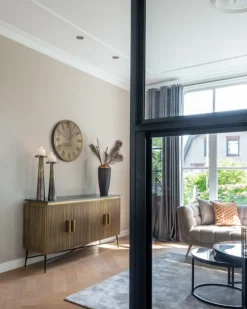 Richmond Interiors Dressoir Ironville 4-deuren - Goud met Zwart Marmer