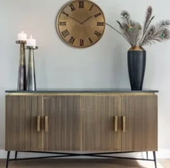 Richmond Interiors Dressoir Ironville 4-deuren - Goud met Zwart Marmer