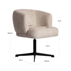 Richmond Interiors Eetkamerstoel Dinan cream tweed fire retardant - draaibaar