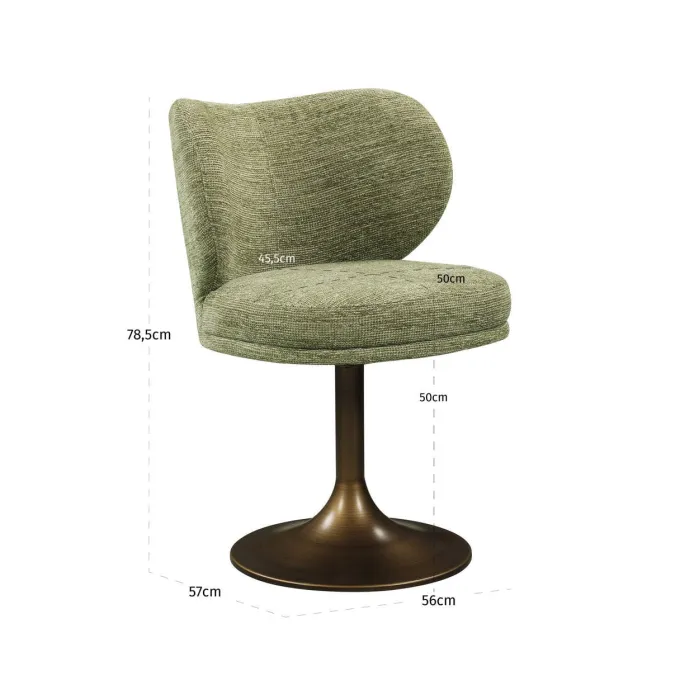 Richmond Interiors Eetkamerstoel Amely pistache softweave draaistoel