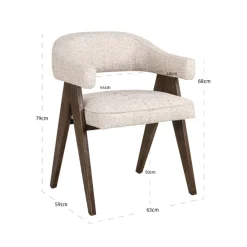 Richmond Interiors Eetkamerstoel Mori cream tweed fire retardant