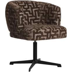 Richmond Interiors Eetkamerstoel Dinan bruin labyrinth fire retardant - draaibaar