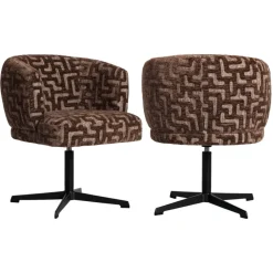 Richmond Interiors Eetkamerstoel Dinan bruin labyrinth fire retardant - draaibaar