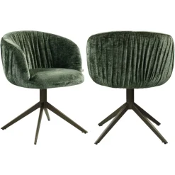 Richmond Interiors Eetkamerstoel Cassi sage chenille draaistoel