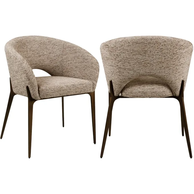 Richmond Interiors Eetkamerstoel Kenzi mocca linear fire retardant