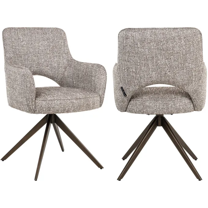 Richmond Interiors Eetkamerstoel Ginerva earth tweed swivel