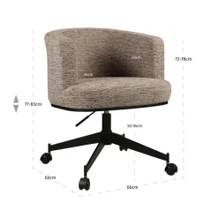 Richmond Interiors Eetkamerstoel Rochenne mocca linear draaibaar on wheels