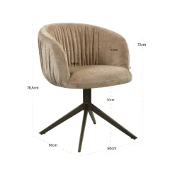 Richmond Interiors Eetkamerstoel Cassi zand soft draaistoel