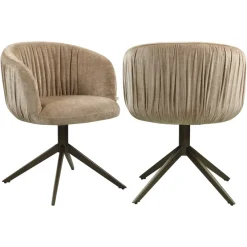 Richmond Interiors Eetkamerstoel Cassi zand soft draaistoel