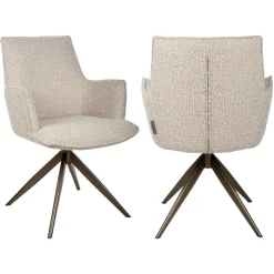 Richmond Interiors Eetkamerstoel Dakota naturel chunky draaibaar met arm