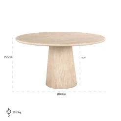 Richmond Interiors Eettafel Fictus 140Ø faux travertine Beige