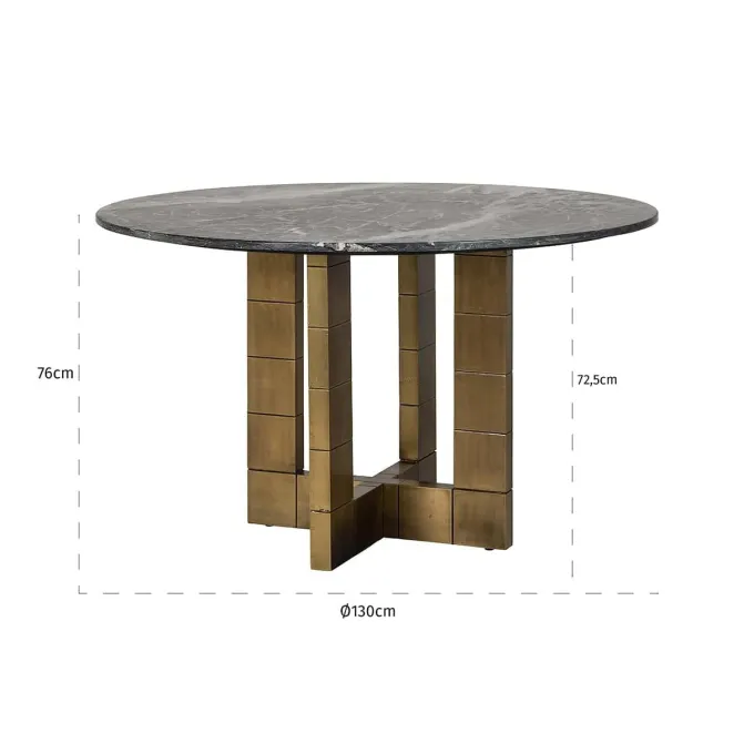 Richmond Interiors Eettafel Collada 130Ø zwart goud