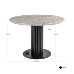 Richmond Interiors Eettafel Nyon Blush beige 120Ø