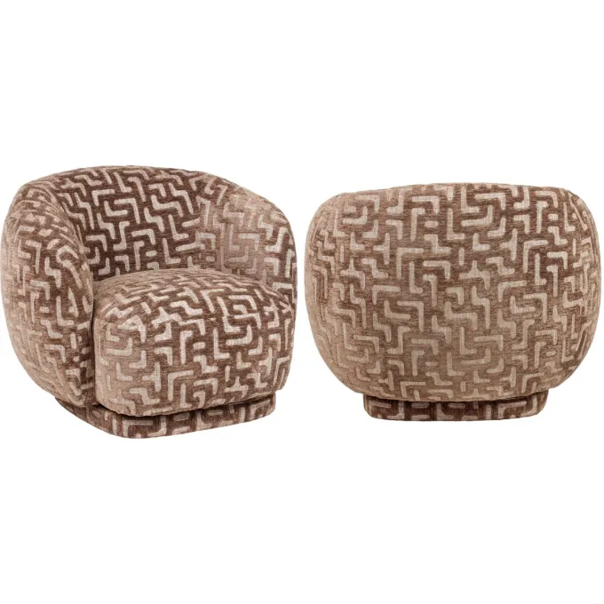 Richmond Interiors Lounge stoel Negreslo bruin labyrinth