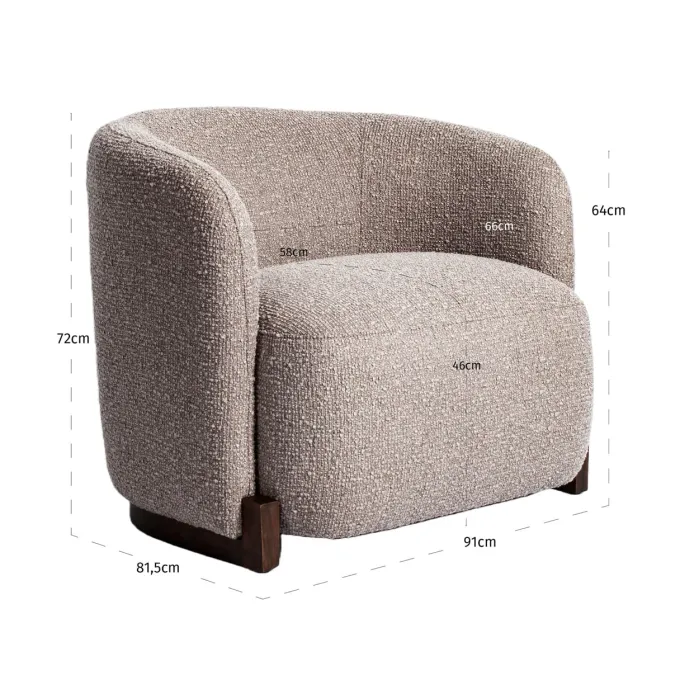 Richmond Interiors Lounge stoel Hannah mocca chunky fire retardant