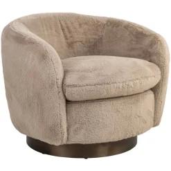 Richmond Interiors Lounge stoel Colmar khaki fluffy draaistoel