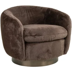Richmond Interiors Lounge stoel Colmar chocolade fluffy draaistoel
