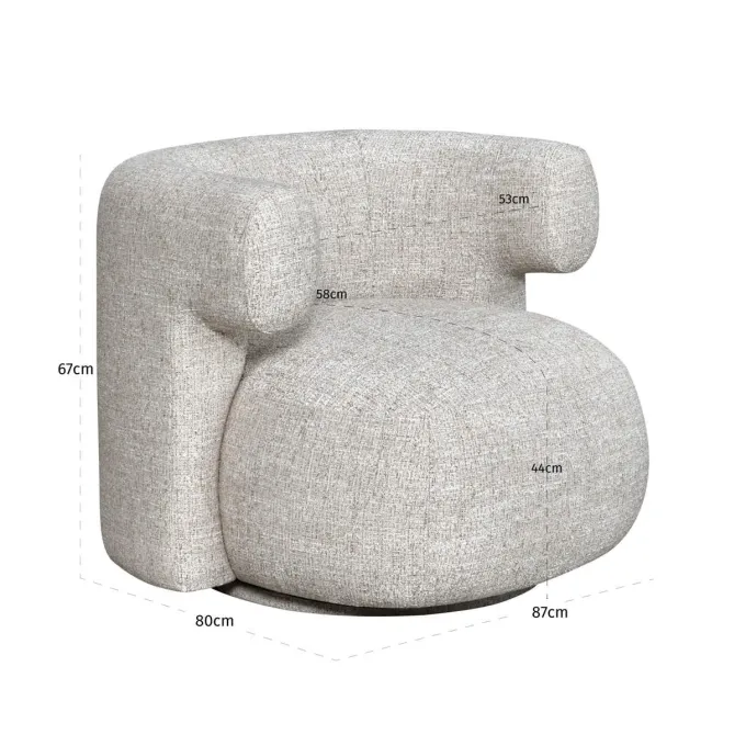Richmond Interiors Lounge stoel Talley creme tweed draaistoel
