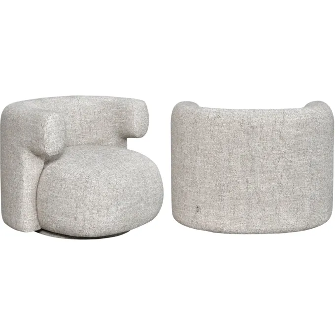 Richmond Interiors Lounge stoel Talley creme tweed draaistoel