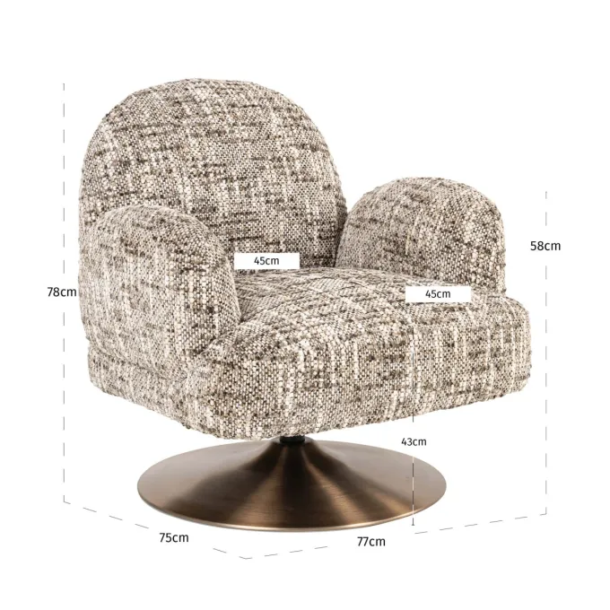 Richmond Interiors Lounge stoel Kagney brown omara swivel