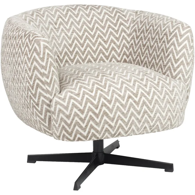 Richmond Interiors Lounge stoel Estelle zand chevron draaibaar