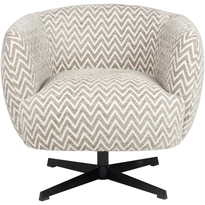 Richmond Interiors Lounge stoel Estelle zand chevron draaibaar