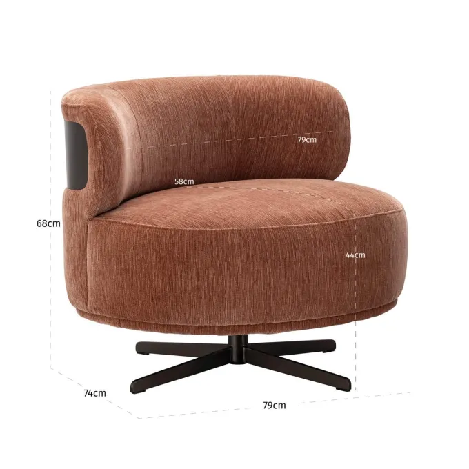 Richmond Interiors Lounge stoel Lauren be recht mocha mousse