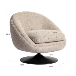 Richmond Interiors Lounge stoel Nodo naturel chunky draaibaar