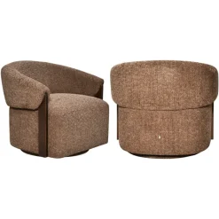 Richmond Interiors Lounge stoel Marina bruin blockweave draaistoel