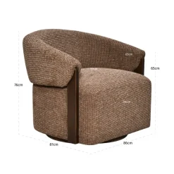 Richmond Interiors Lounge stoel Marina bruin blockweave draaistoel
