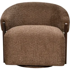 Richmond Interiors Lounge stoel Marina bruin blockweave draaistoel