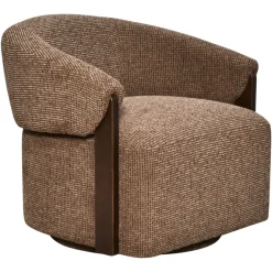 Richmond Interiors Lounge stoel Marina bruin blockweave draaistoel