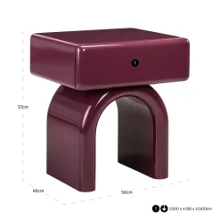 Richmond Interiors Nachtkastje Bennet burgundy 1 Lade