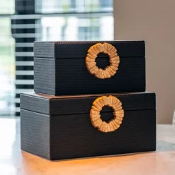 Richmond Interiors Opbergbox Amal groot zwart / goud
