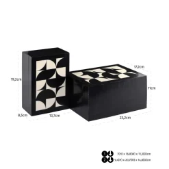 Richmond Interiors Opbergdoos Rae zwart/wit - Set van 2