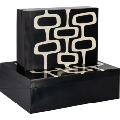 Richmond Interiors Opbergdoos Lux zwart/wit - Set van 2